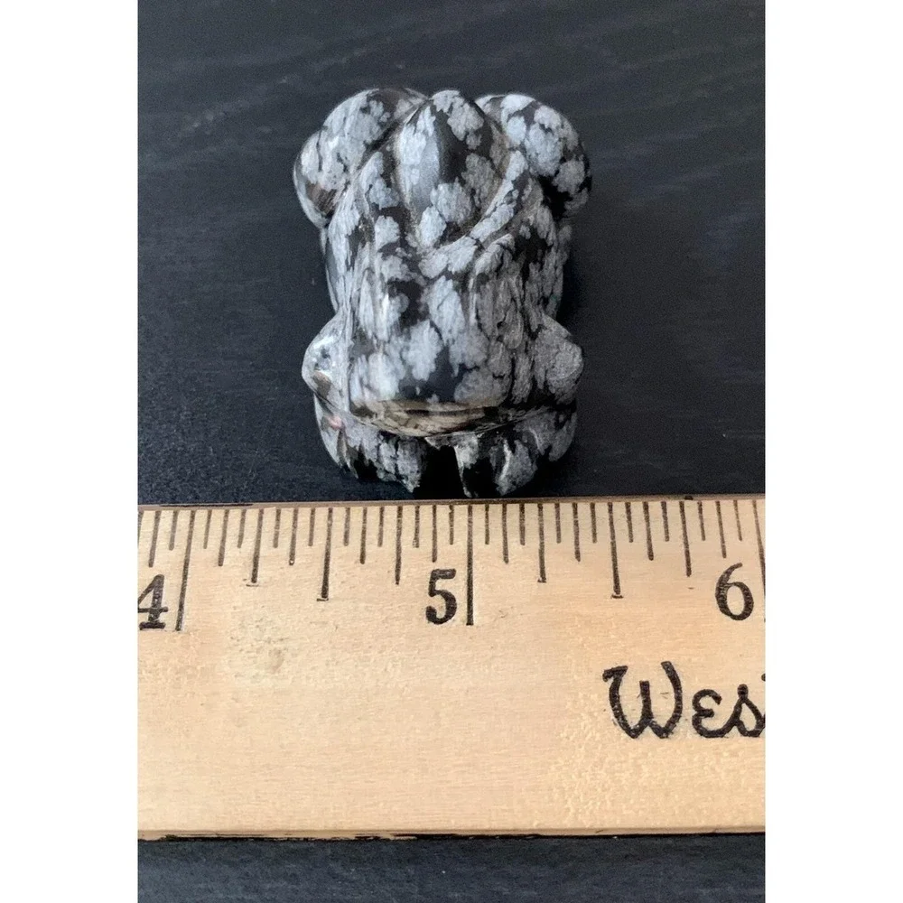 Natural Snowflake Obsidian Frog Figurines Decorative Collectible